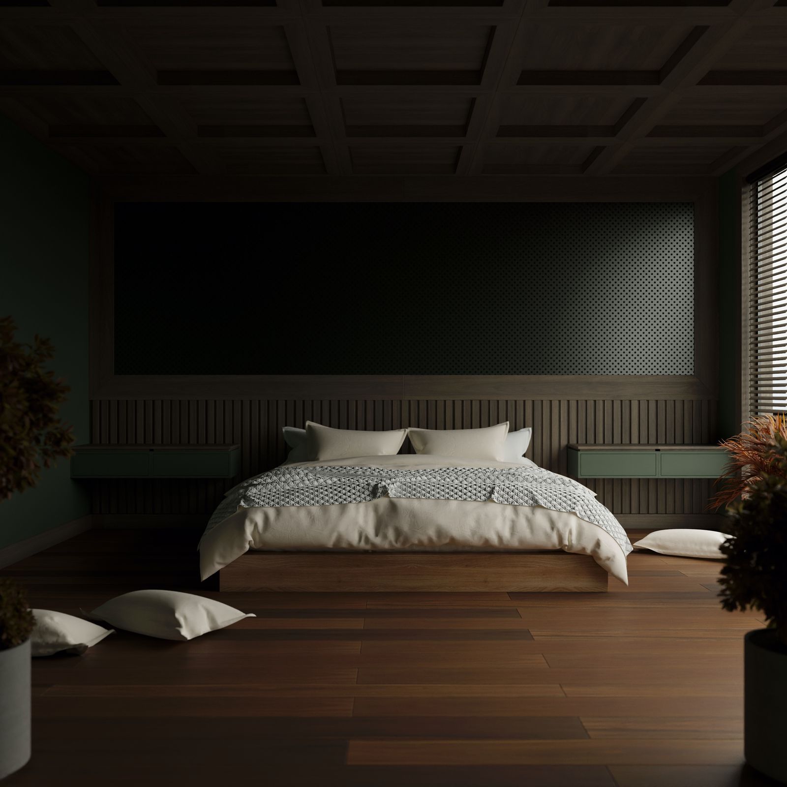 Primary suite with wide-plank flooring